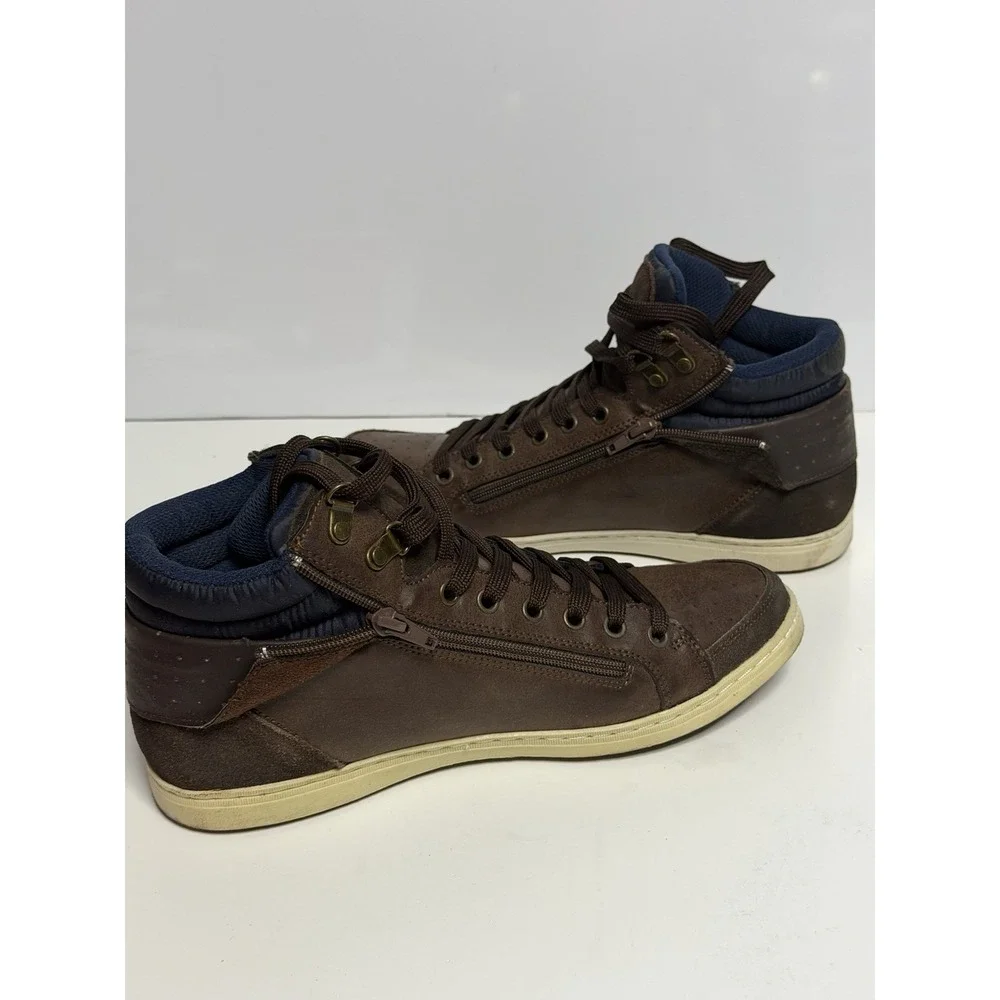 Steve Madden Men's P-Depot Lace up Leather Sneaker Cognac Rust Lea Size 8
